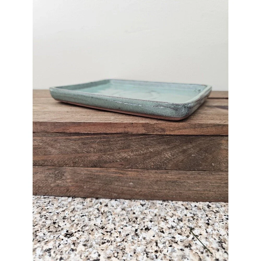 Studio Art Pottery Trinket Dish Tray Teal Blue Green